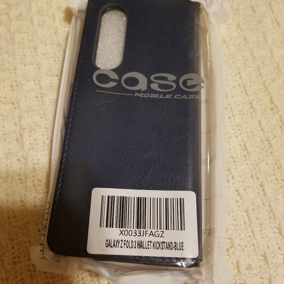 Blue Samsung Galaxy Z Fold 3 Case, Wallet Pouch Cover Kickstand Credit Card Slot - Picture 6 of 12